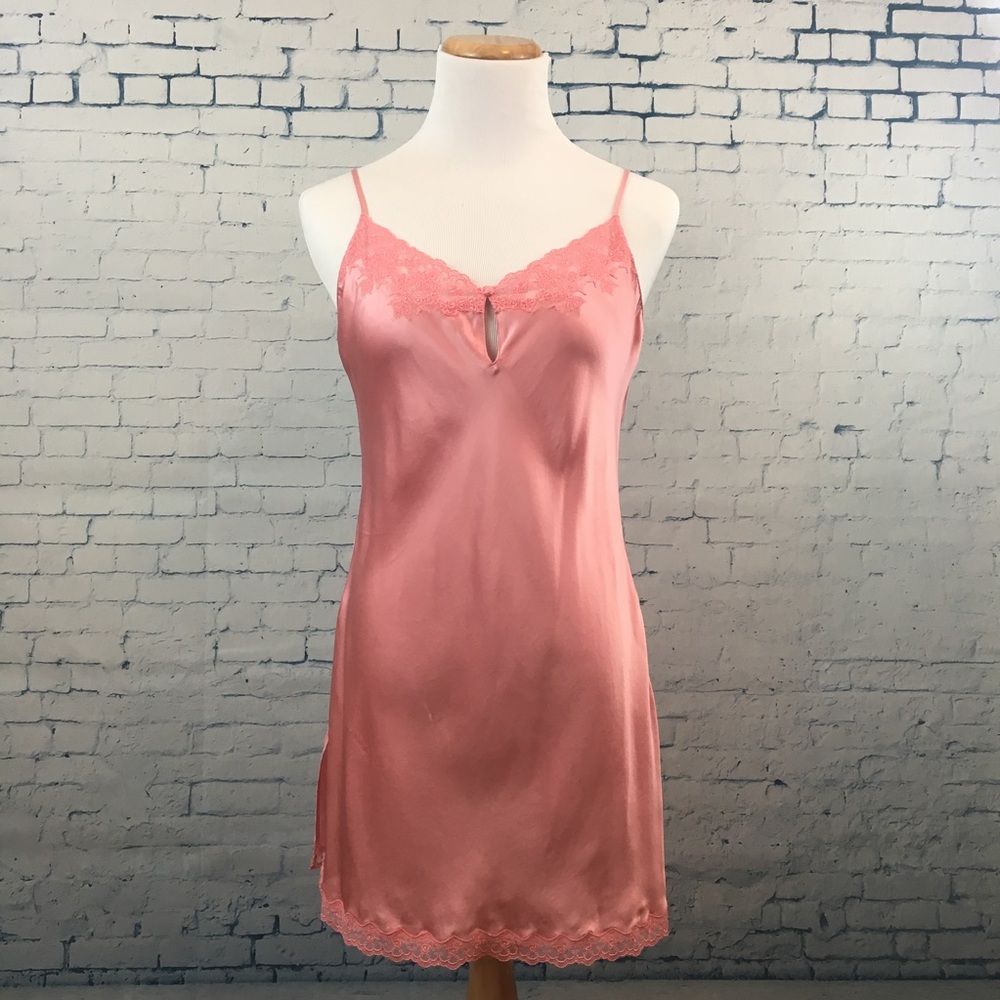 Victoria's Secret Pink Satin Lace-Trim Chemise